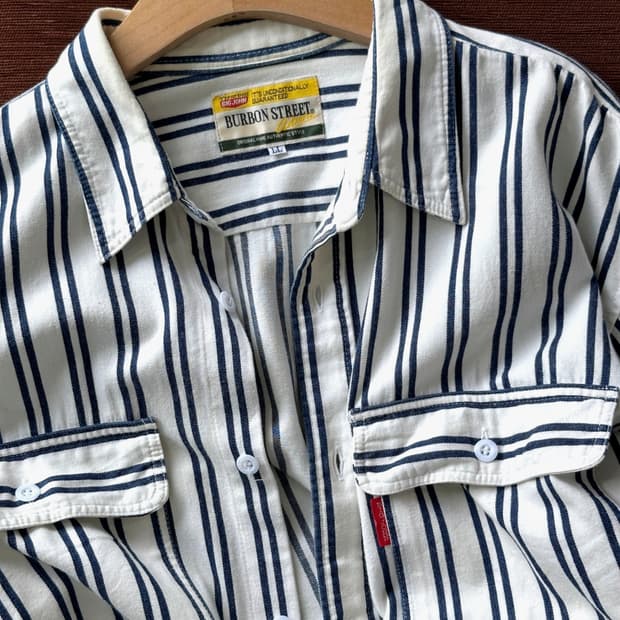 Stripe pattern cotton work shirt