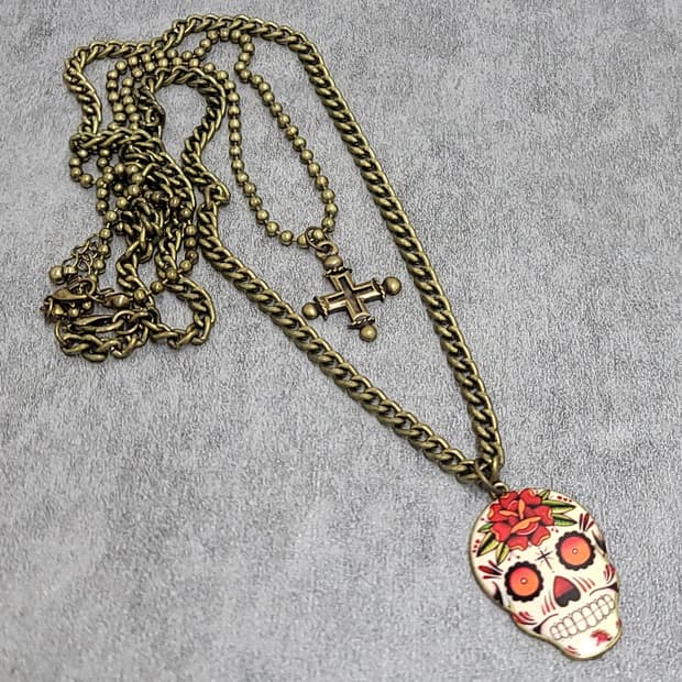 sugar skull necklace set