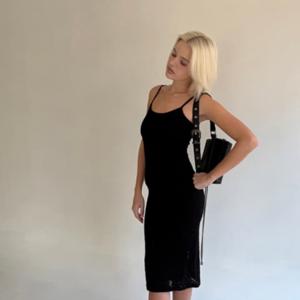 미스테리어스호텔 레이스 슬립 원피스 블랙