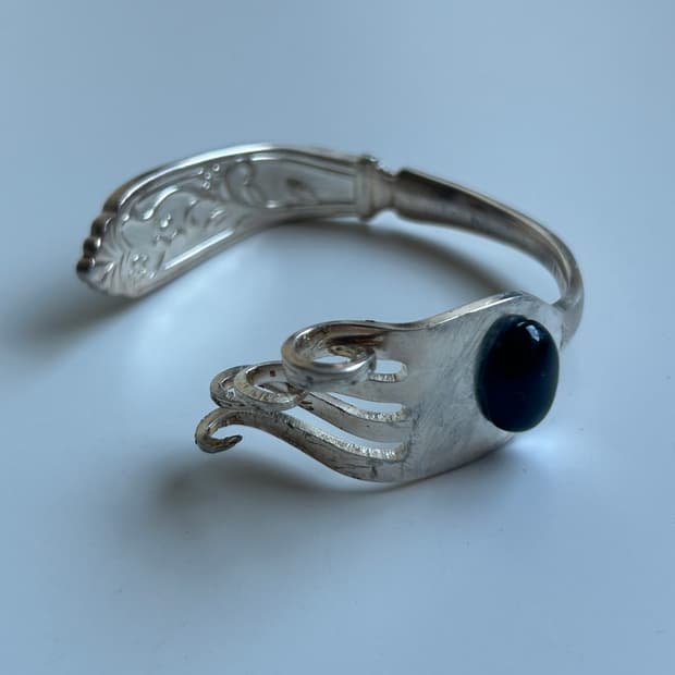 빈티지 오닉스 포크 뱅글 S