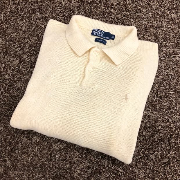  폴로 랄프로렌 아이보리 카라 니트
