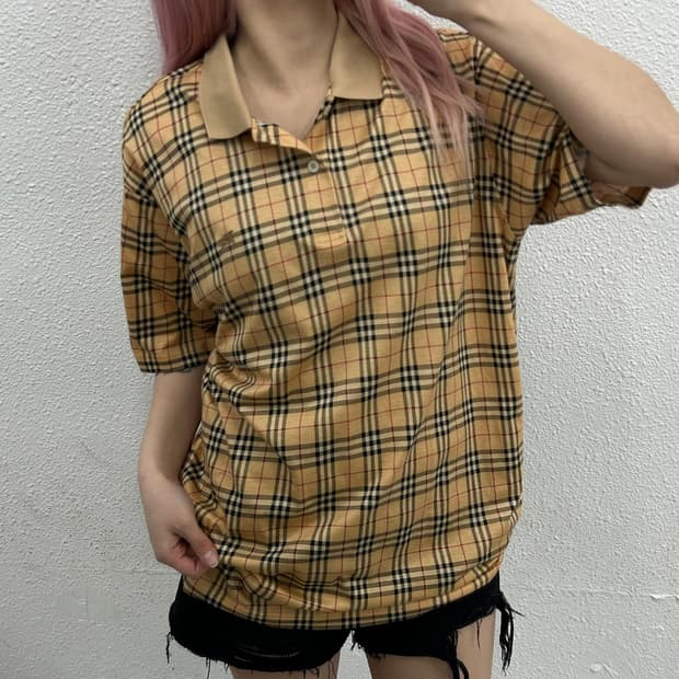 버버리 노바체크 카라 반팔 S