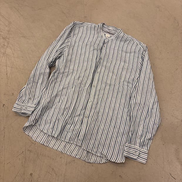 시리즈 스트라이프 린넨 헨리넥 셔츠