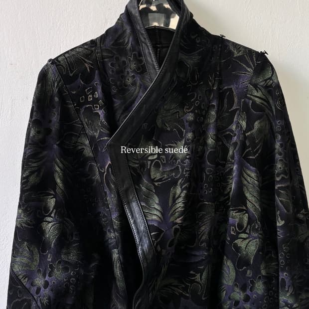 피에르 발망 아카이브 80’s 리버서블 자카드 레더 코트