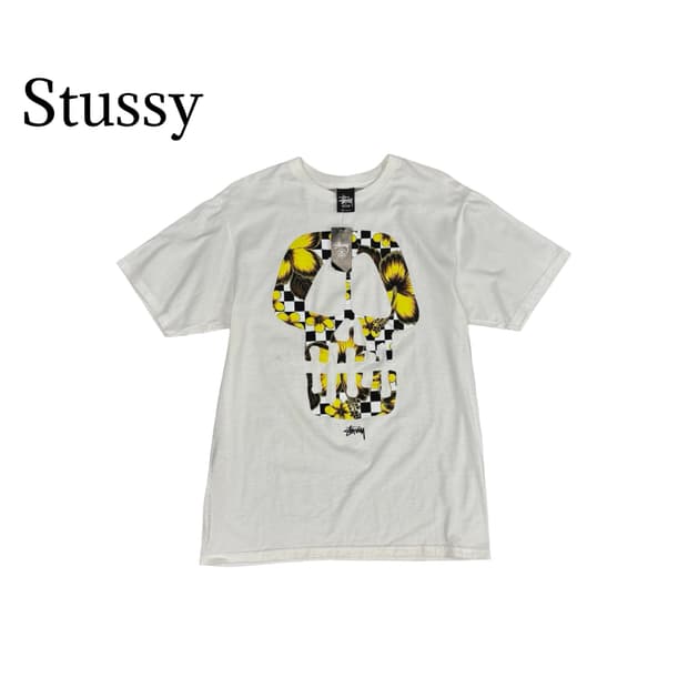 (90)Stussy 스컬 로고 반팔 티셔츠 화이트