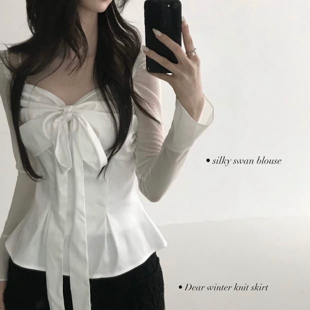 힐다x고희 스완 블라우스