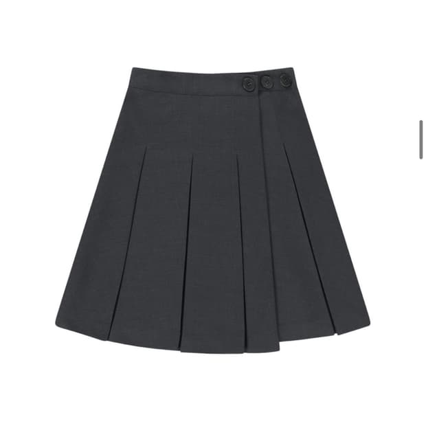 뚜오미오 랩 플리츠 스커트 차콜 허그유어스킨 코이세이오