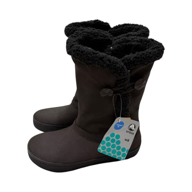 크록스 모데사 스웨이드 모리걸 퍼 부츠 브라운 250