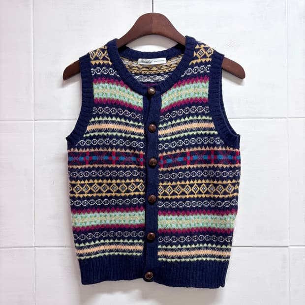 BEAMS BOY 빔즈보이 에스닉 패턴 니트 베스트 