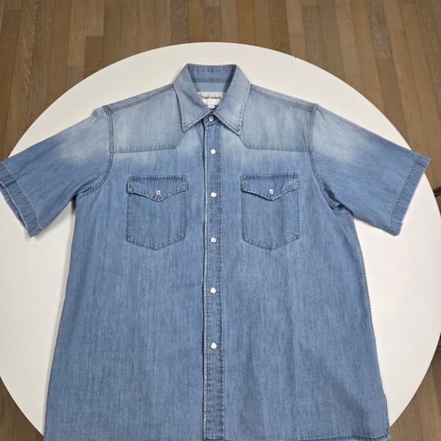 토니웩 워시드 데님 컷오프 반팔셔츠 m사이즈