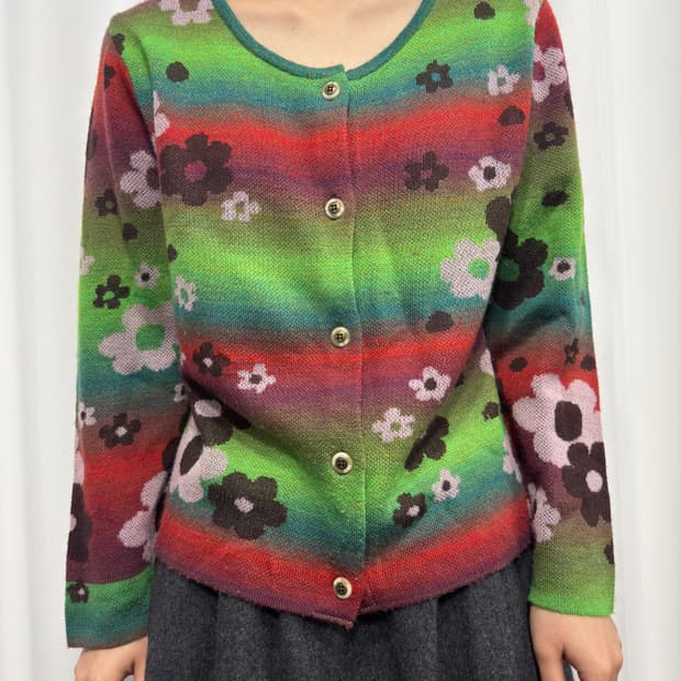 flower knit cardigan