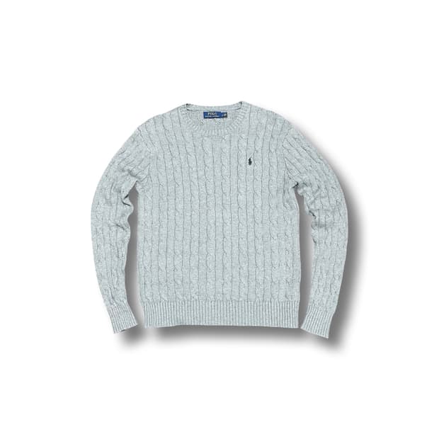 [L] 폴로 랄프로렌 케이블 니트 꽈배기 스웨터 회색
