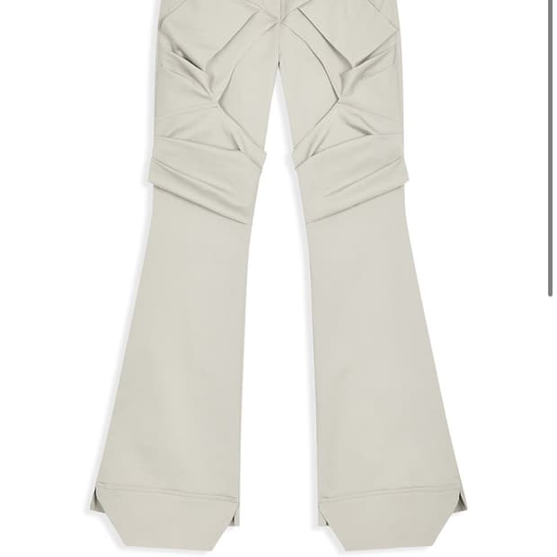 [OPEN YY] GATHERED BOOTCUT PANTS, BEIGE