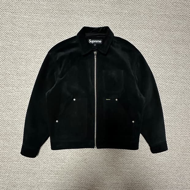 SUPREME 24FW suede work jacket black