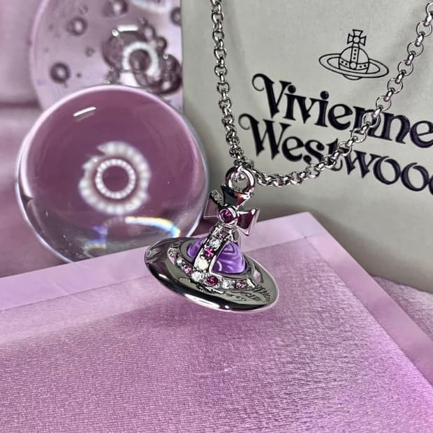 비비안웨스트우드 아카이브 크리스탈 자수정 orb팬던트 목걸이 (새상품)