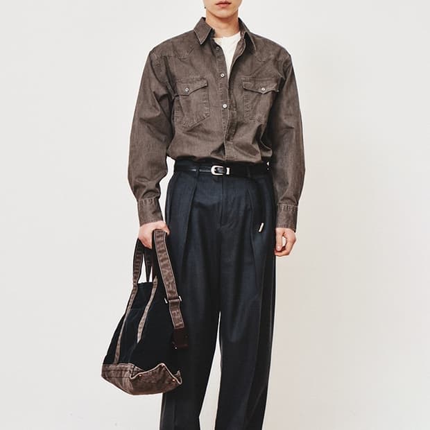 Washed Western Shirt_Moss Grey - XL