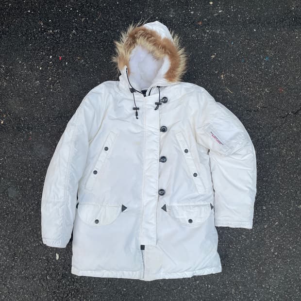 00s 폴로 울프죠 N-3B 덕다운 패딩 롱야상 올드스쿨 점퍼 M