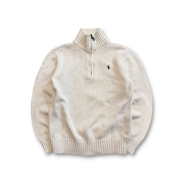 폴로 랄프로렌 아이보리 하프집업 코튼 니트