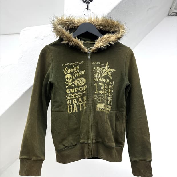 Fur trimmed hood punk mood jacket  