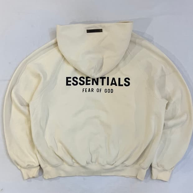 피어오브갓 에센셜 백로고 후드티 크림