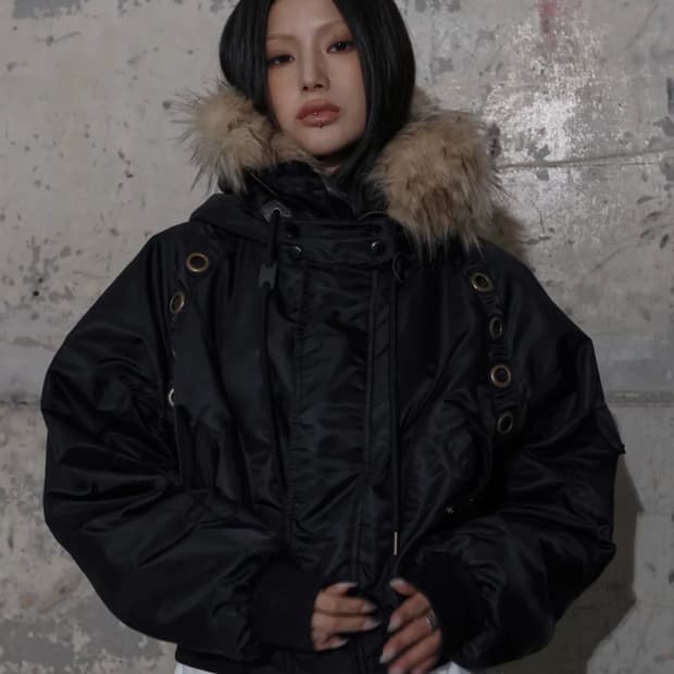 팬시클럽 아일렛 퍼 MA-1 (BLACK) F25ZA003 자켓 새상품