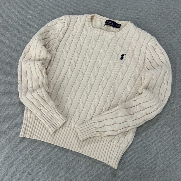 폴로 아이보리 꽈배기니트 xs