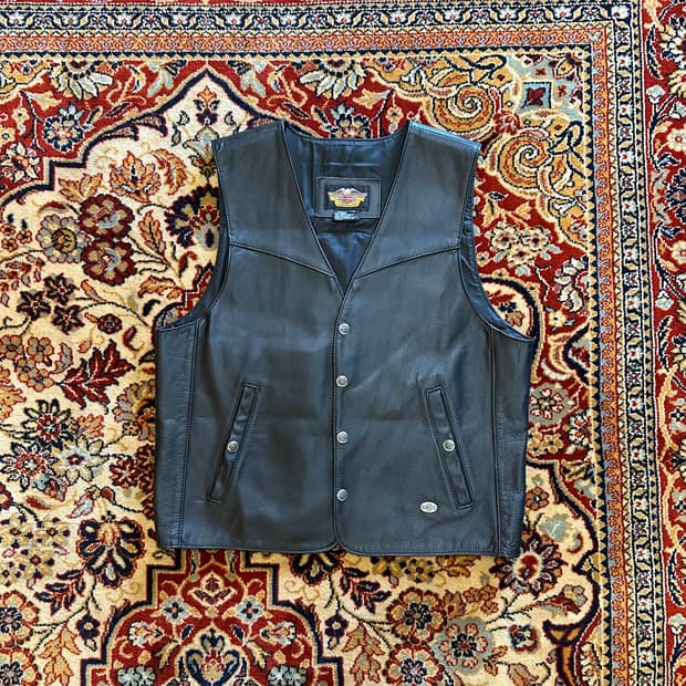 90s 할리데이비슨 "Flaming Eagle" 리얼 레더 베스트