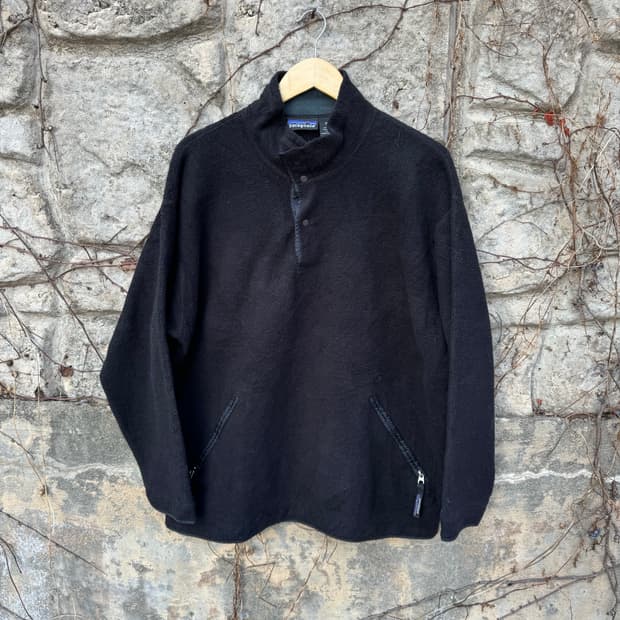90s 파타고니아 usa 신칠라 플리스 후리스 스냅티 오버핏 블랙