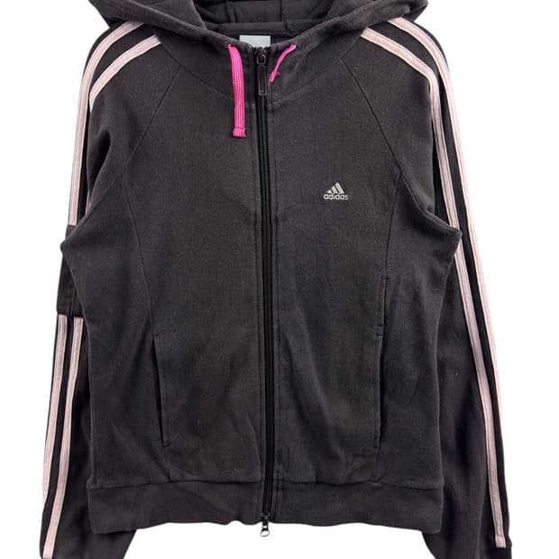 아디다스 브라운 핑크 포켓 딱붙후드집업1583