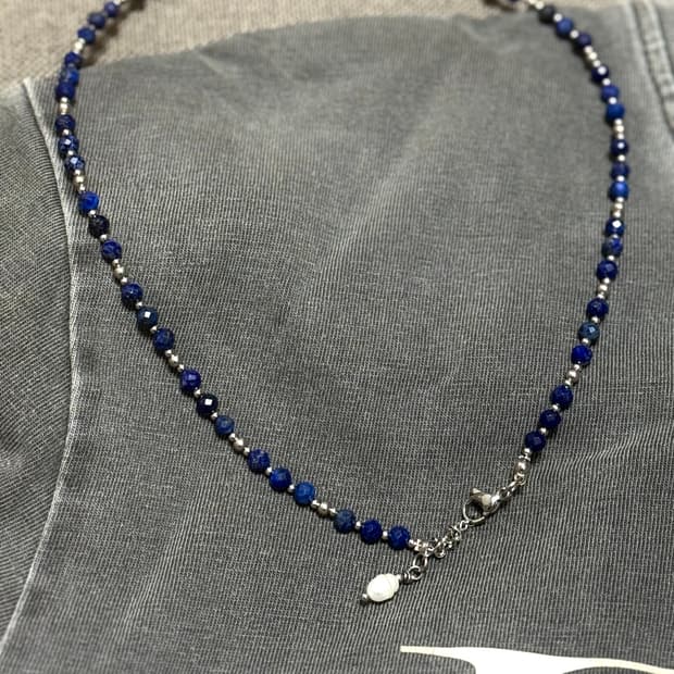 (핸드메이드) 천연석 라피스라줄리 천연담수진주 목걸이