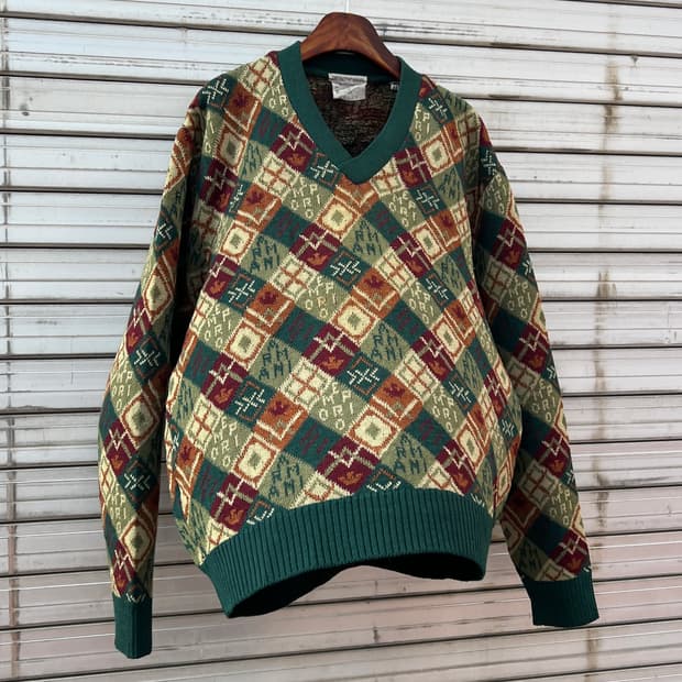 [L] 80s 엠포리오 아르마니 패턴 스웨터
