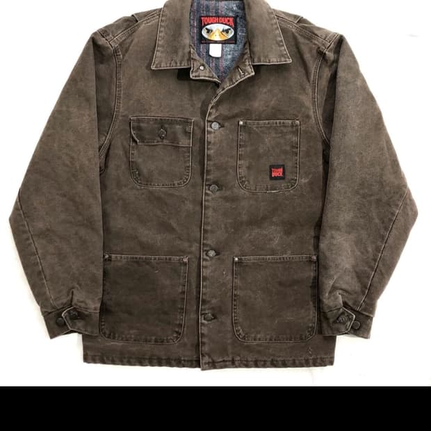 터프덕 브라운 워싱 기모 워크 자켓 