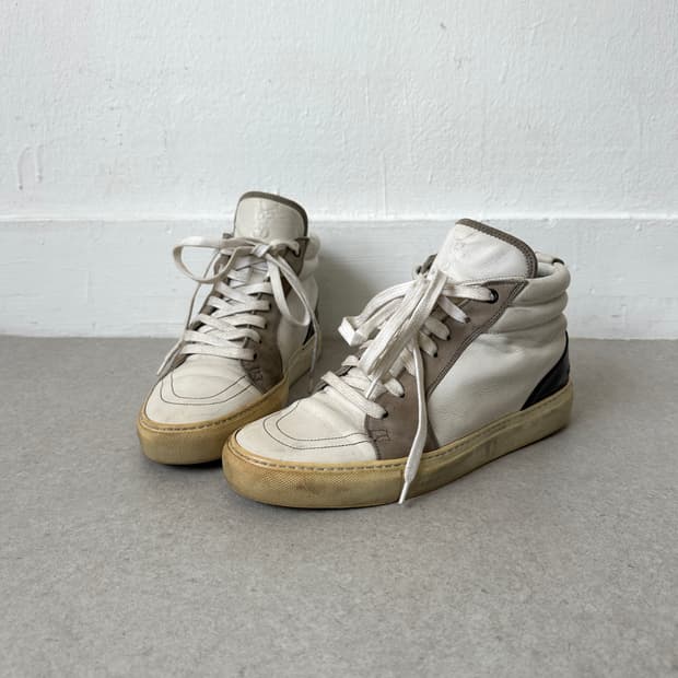 생로랑 2000s YSL 화이트 레더 하이탑