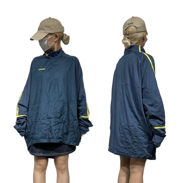 나이키 그레이 오버핏 올드스쿨 바람막이 아노락 트랙 자켓 2XL