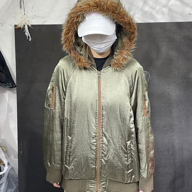 일본빈티지 Livre claire 울프죠 퍼 후드 자켓 ma-1 마원 M