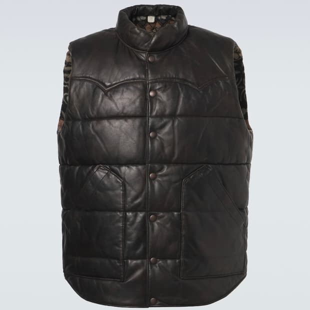 RRL 리버시블 자카드 레더 베스트