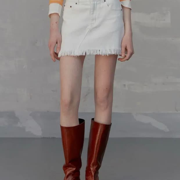 솔티페블 미니 스커트 LOW WAIST DENIM SHORT SKIRT