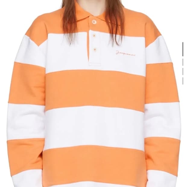 자크뮈스 카라 럭비티 스트라이프 폴로 셔츠 오렌지
