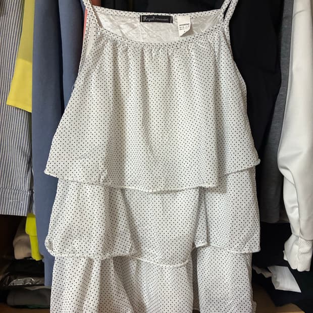 빈티지 모리걸 도트 패턴 나시 슬리브리스