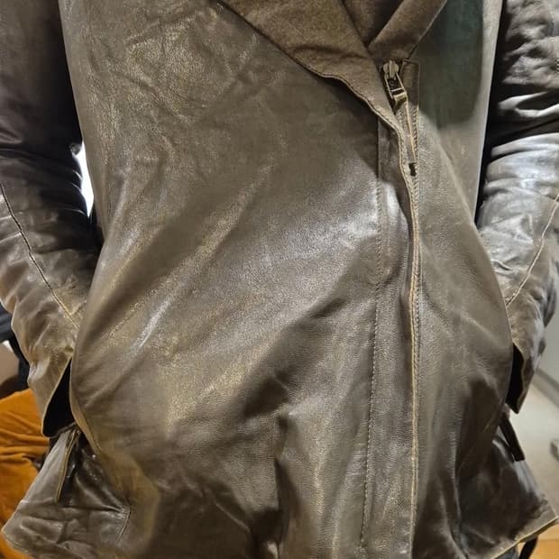 릭오웬스 레더 후드자켓