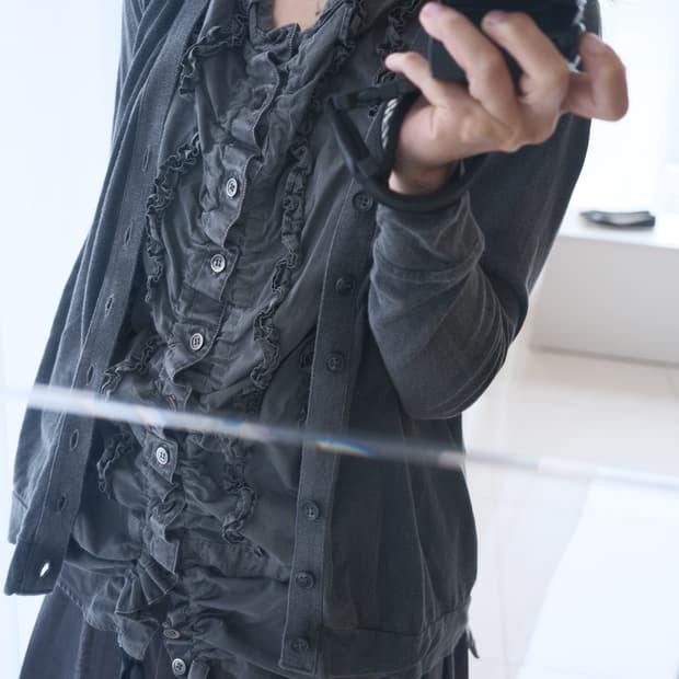 frill shirts docking washed cardigan