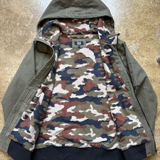 ILL’S 캔버스 밀리터리 플리스 워크 후드집업