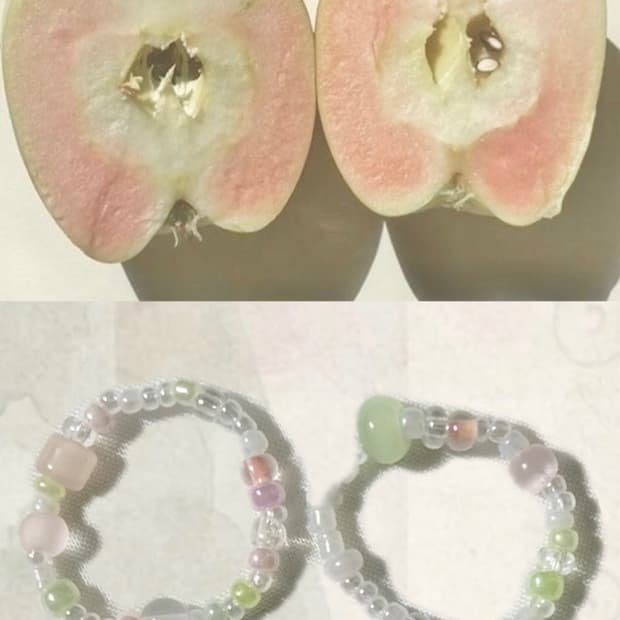 ꧁Green apple bead ring꧂ Handmade 비즈 반지