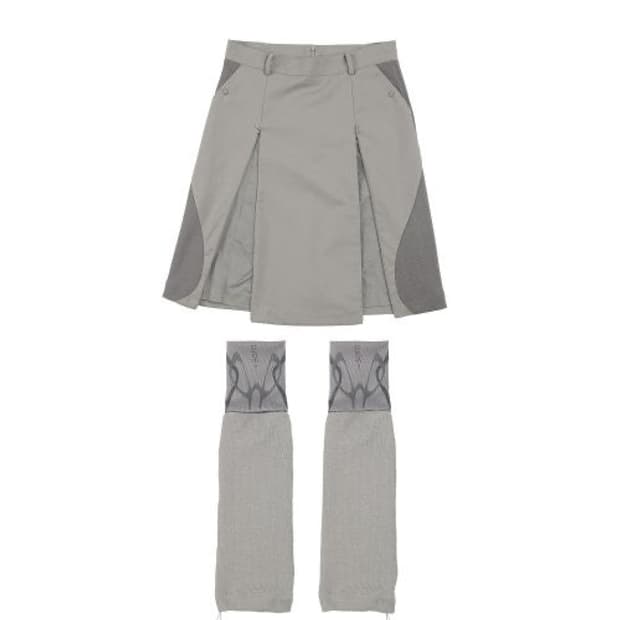 오호스 레그워머 미디 스커트 그레이
