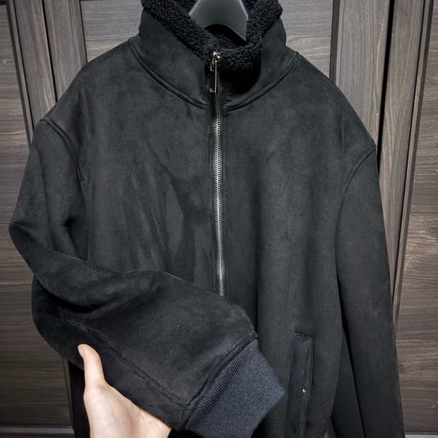 자라 맨즈 블랙 스웨이드 무스탕 자켓 블랙 뽀글이 점퍼