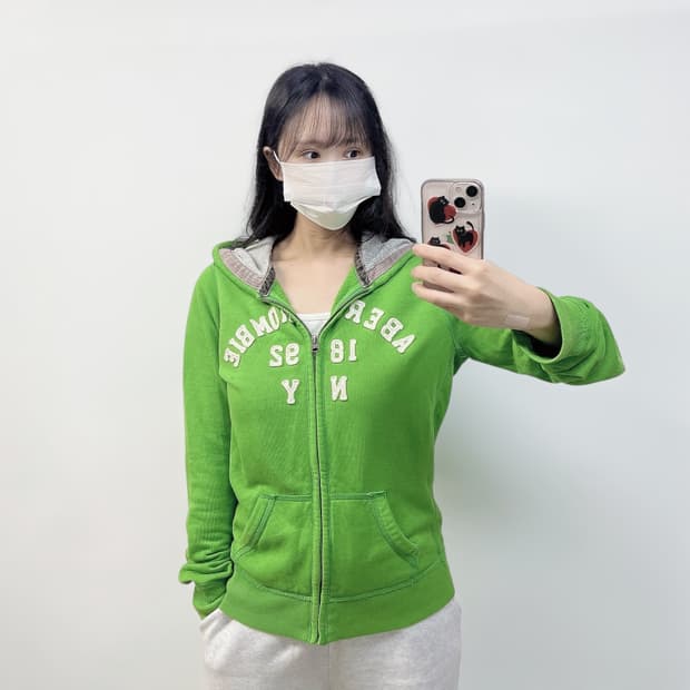 아베크롬비 아치 로고 후드집업 그린