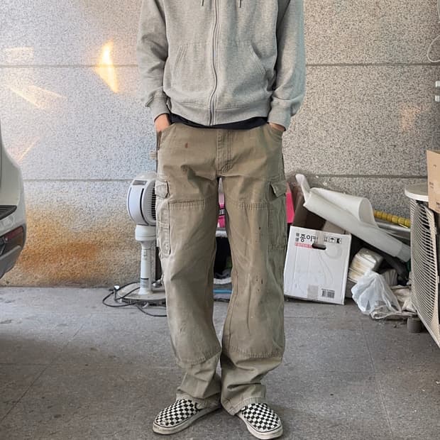 랭글러 워크웨어 캔버스 더블니 팬츠