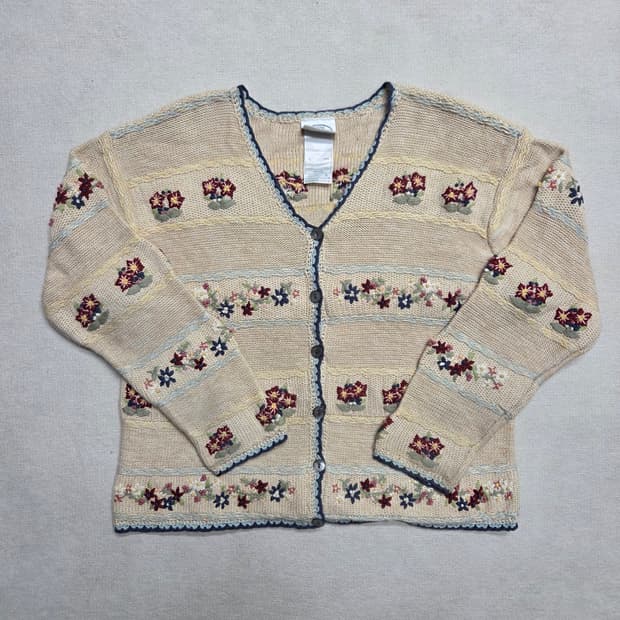 LAURA ASHLEY 로라애슐리 빈티지 꽃 자수 가디건