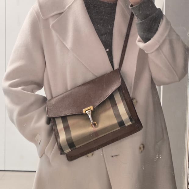 BURBERRY 버버리 정품 맥켄 크로스백 숄더 패브릭 레더백 빈티지체크