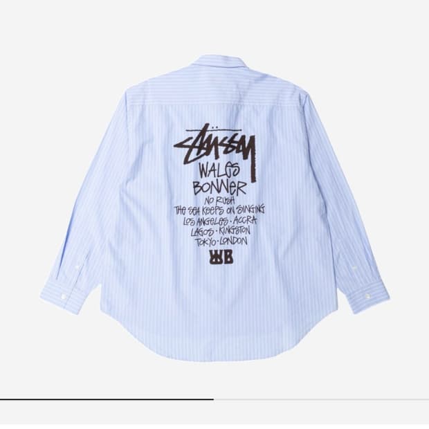 스투시x웨일즈보너 포플린 셔츠 스트라이프